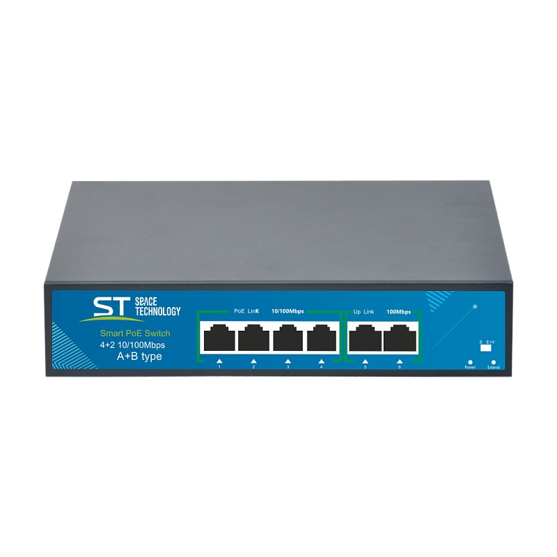 ST-S45POE (2M/78W/AB) Коммутатор 4 порта PoE(19,5Вт*4)+2*100Мбит/с